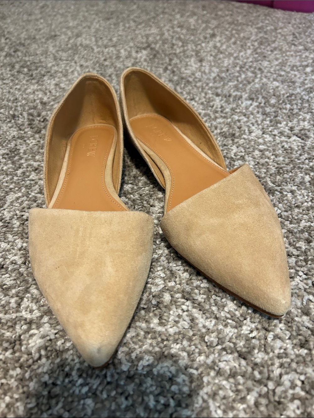 JCrew Factory Pointed Toe D'Orsay Flats in Beige Suede
